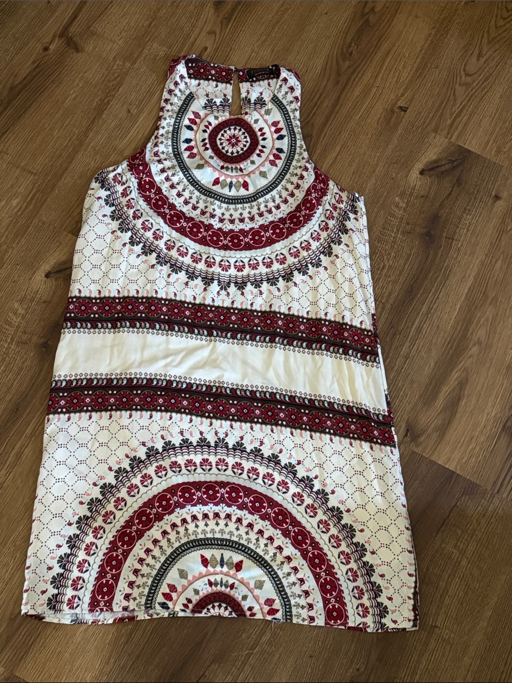 Renee C. Cream Dress with Red and Navy Floral Print